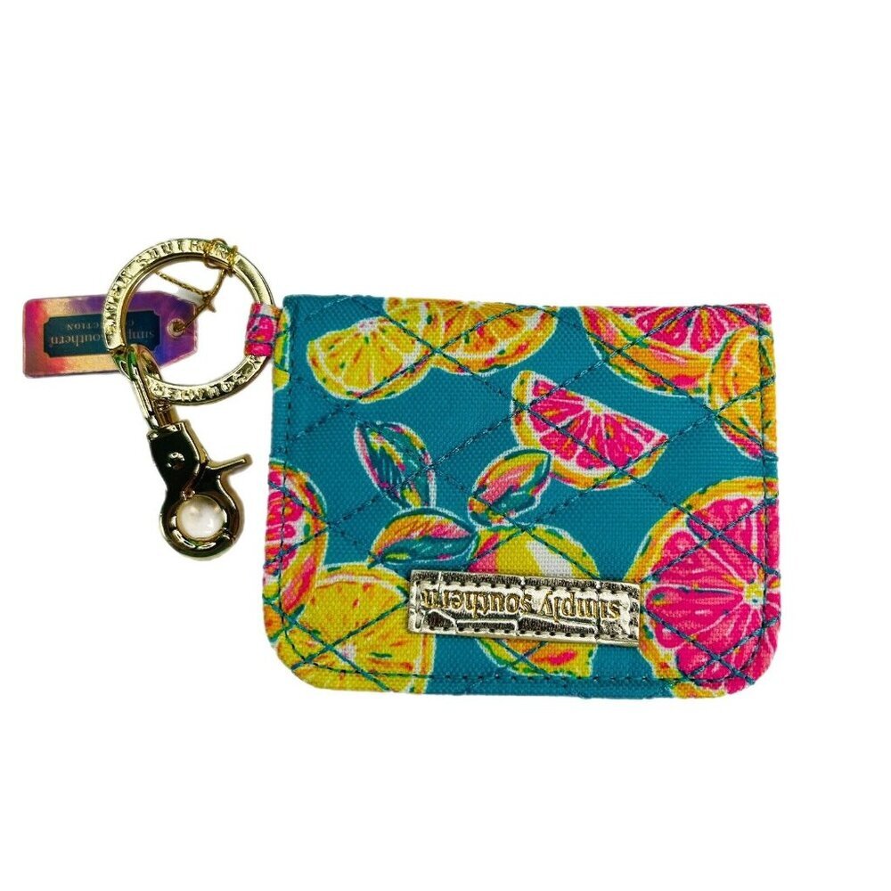 Simply Southern ID Wallet Card Holder Keyring Clip Bifold Zest Citrus 3"X4"